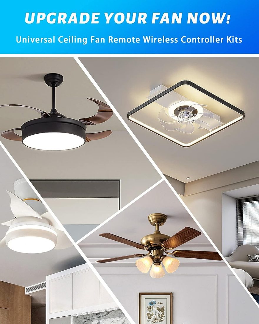 Ceiling fan controls — several ceiling fan styles that Smekitlly remote kits are used with.